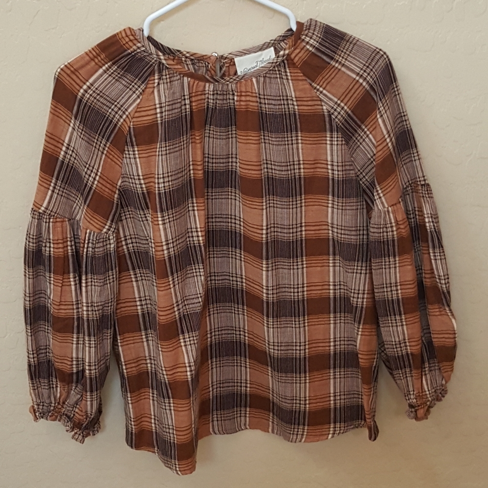 Universal Thread Brown Plaid Blouse - image 6